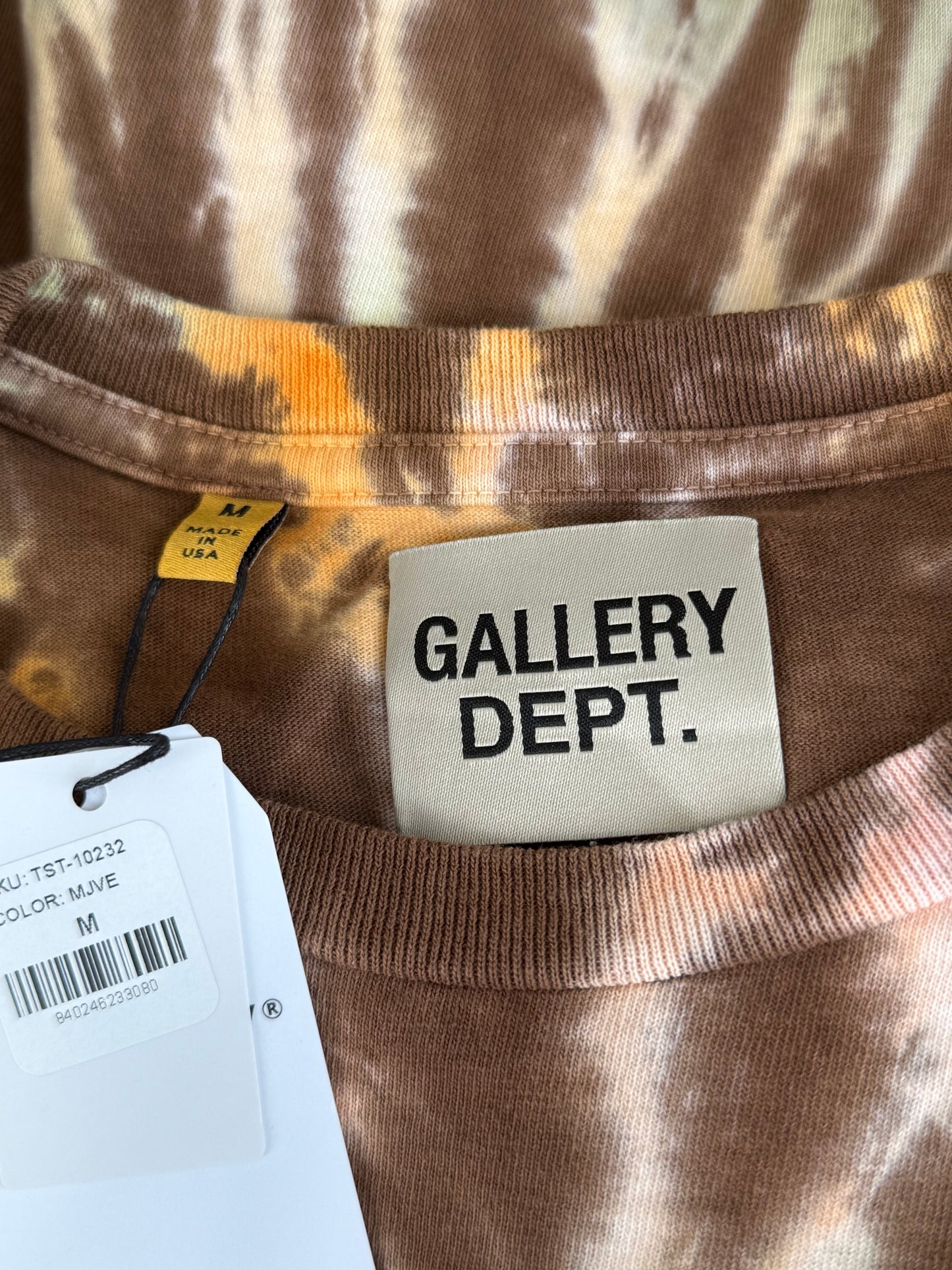 Gallery Dept Brown Tie-Dye Tokyo Exclusive Logo T-Shirt