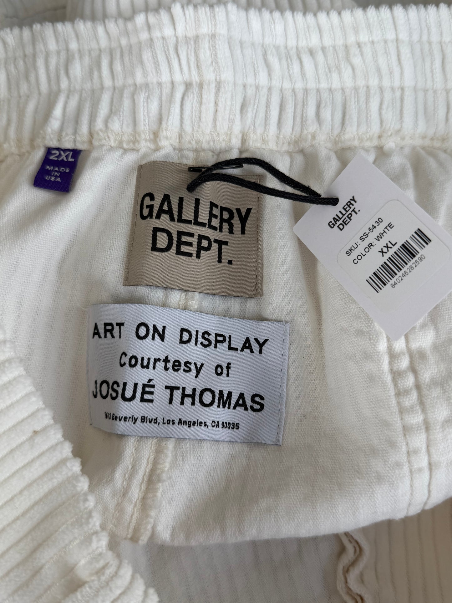 Gallery Dept White & Blue Corduroy Embroidered Logo Surf Shorts