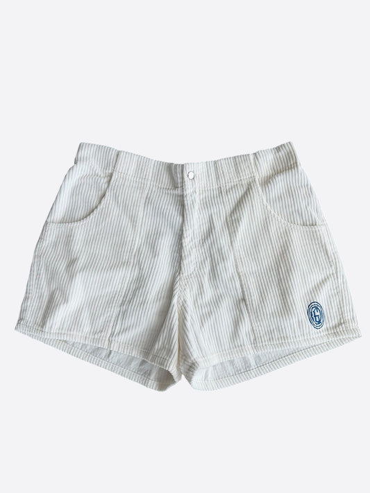 Gallery Dept White & Blue Corduroy Embroidered Logo Surf Shorts