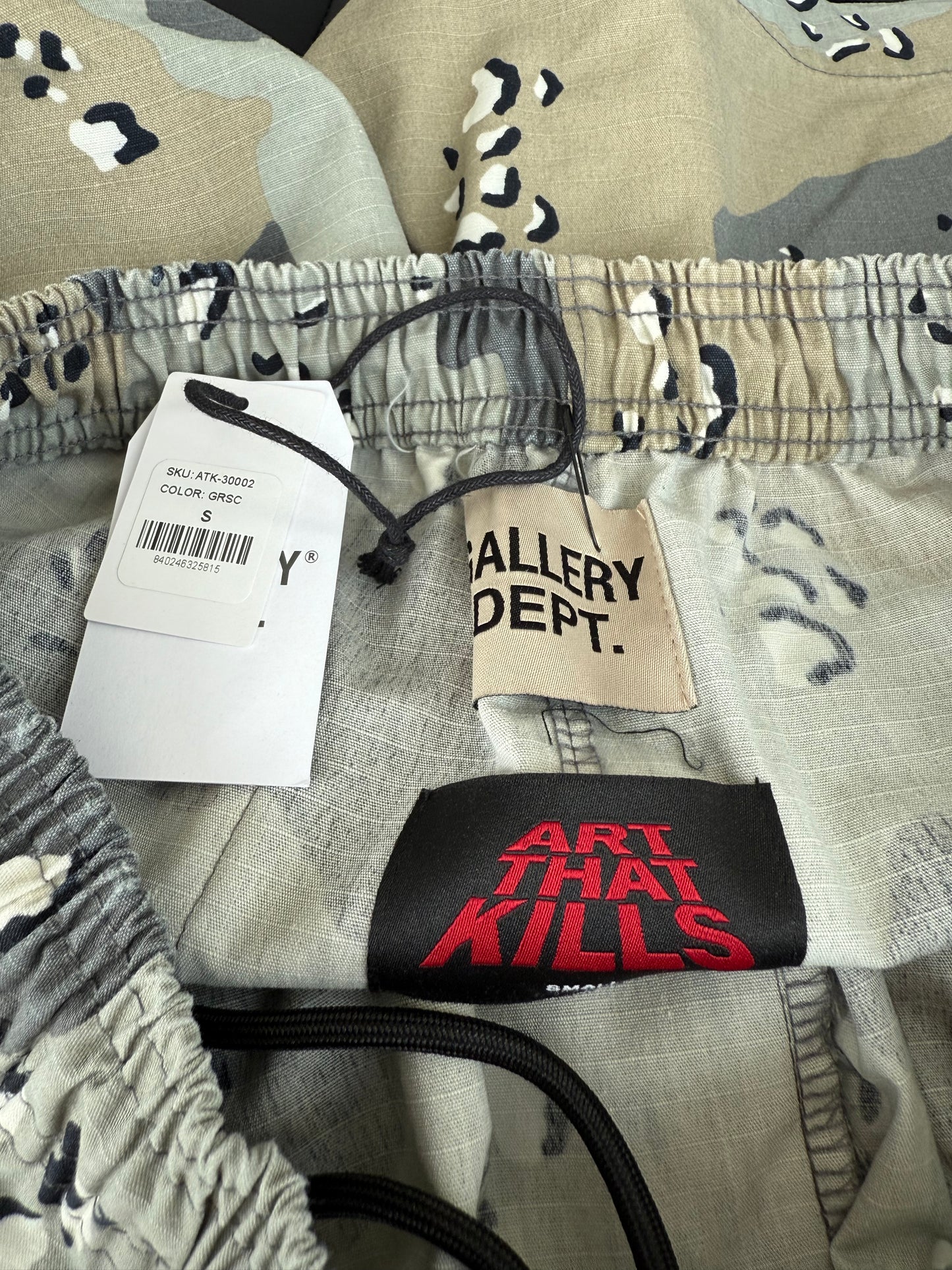 Gallery Dept Grey Camouflage & Red Art That Kills Shorts