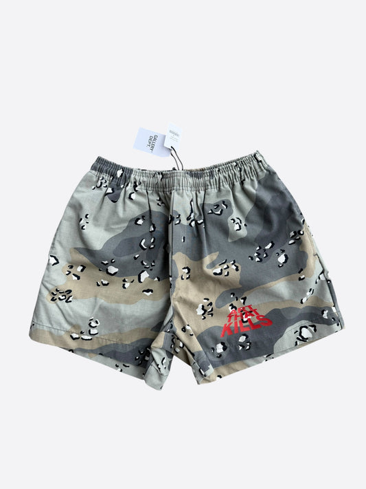 Gallery Dept Grey Camouflage & Red Art That Kills Shorts