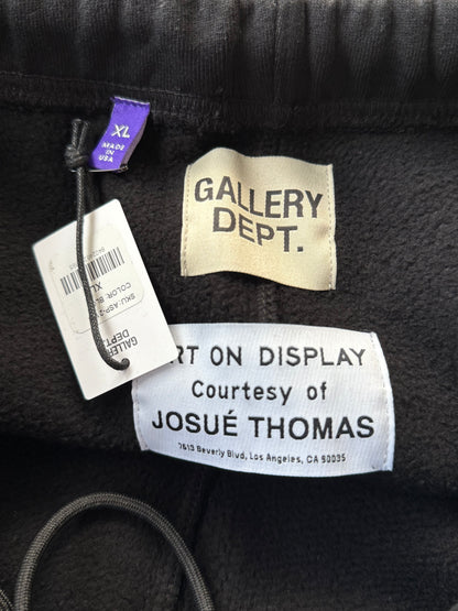 Gallery Dept Black Logo Waxed Sweatpants