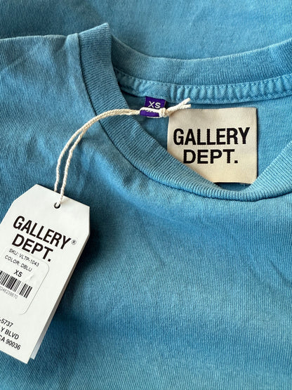 Gallery Dept Dusty Blue & White Paint Splatter Logo T-Shirt