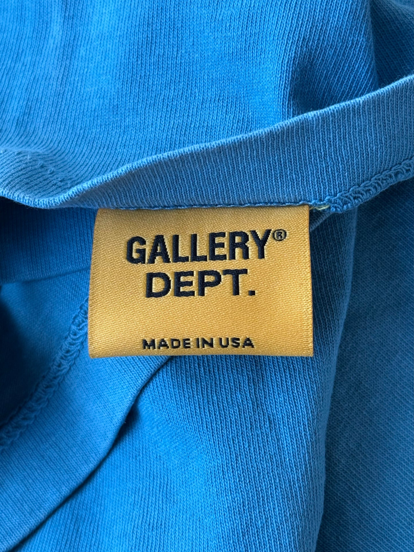 Gallery Dept Dusty Blue & White Paint Splatter Logo T-Shirt