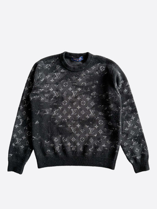 Louis Vuitton Black Distressed Monogram Sweater