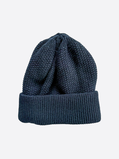 Chanel Navy & Cream Embroidered Logo Cashmere Beanie