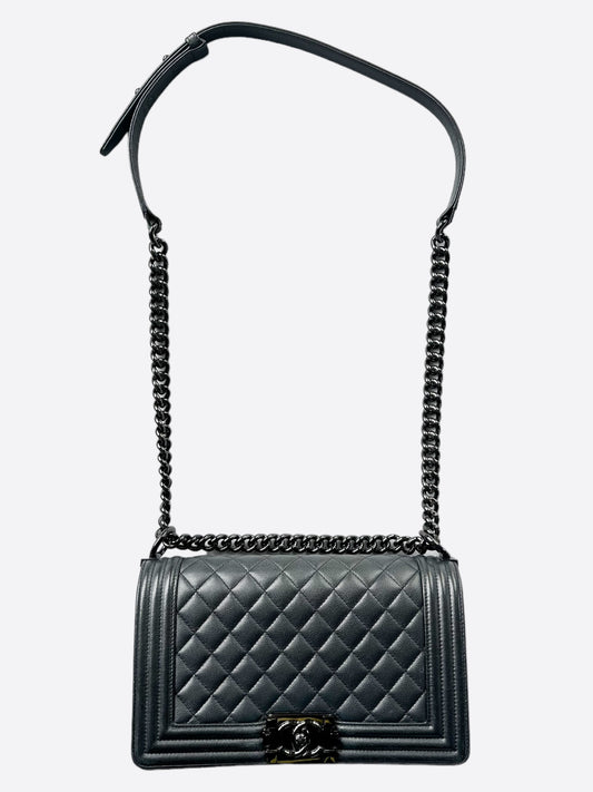 Chanel So Black Calfskin Quilted Small Boy Bag