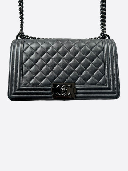 Chanel So Black Calfskin Quilted Small Boy Bag