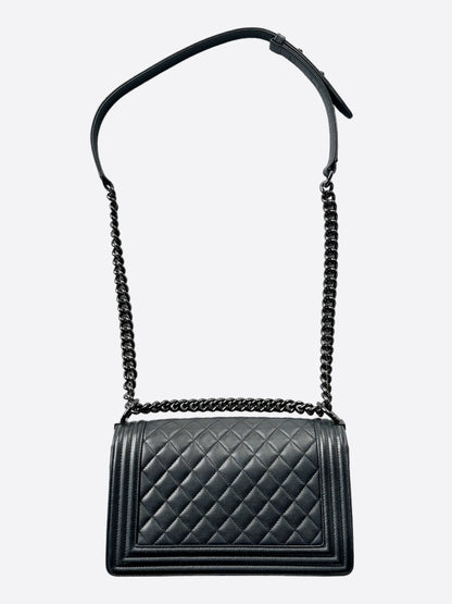 Chanel So Black Calfskin Quilted Small Boy Bag