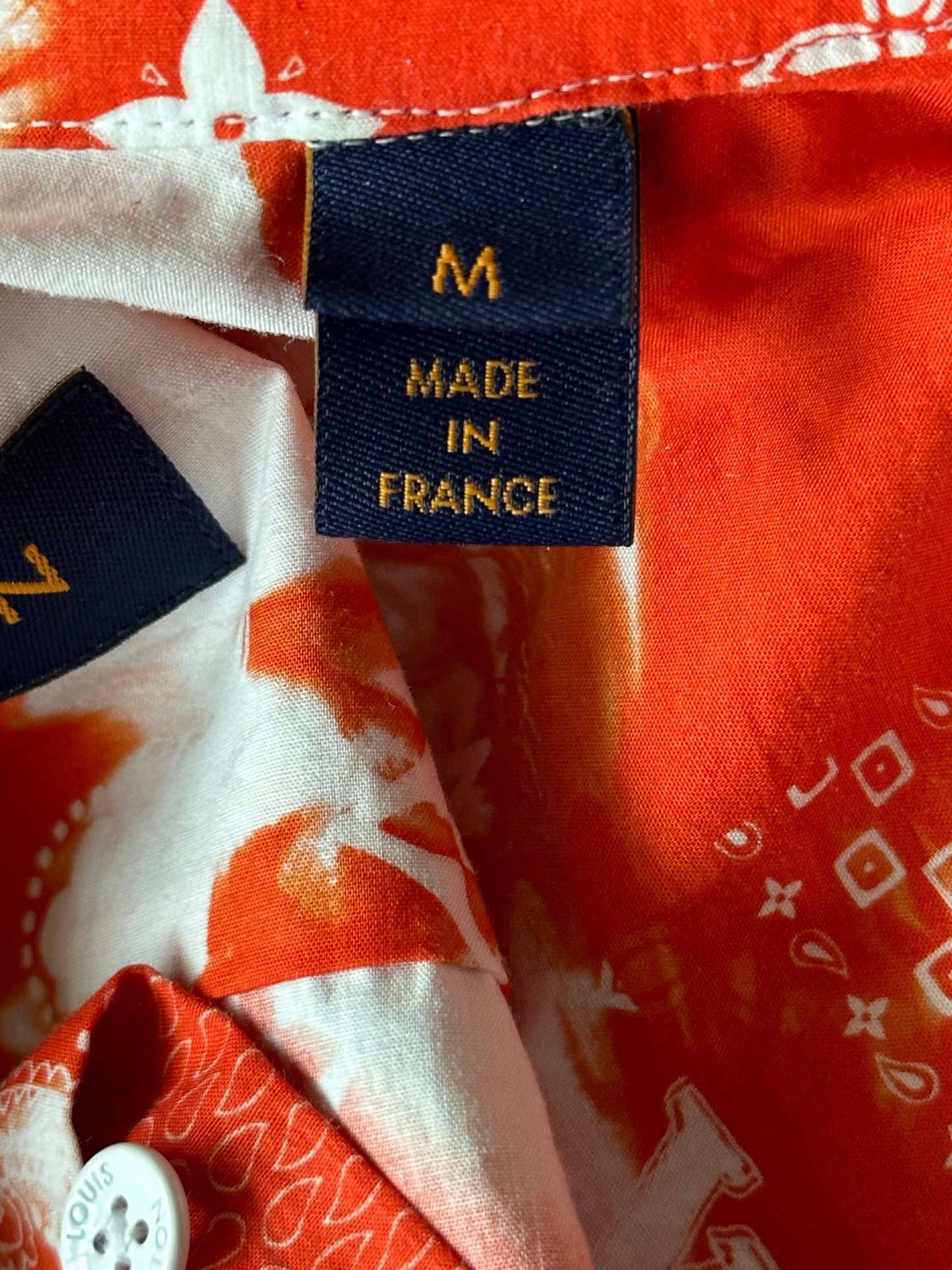 Louis Vuitton Red Bleached Bandana Monogram Button Up Shirt