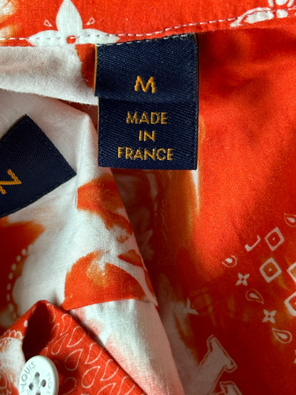 Louis Vuitton Red Bleached Bandana Monogram Button Up Shirt