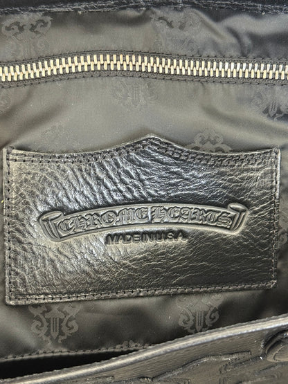 Chrome Hearts Black Leather Cross Patch Tote Bag