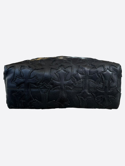 Chrome Hearts Black Leather Cross Patch Tote Bag