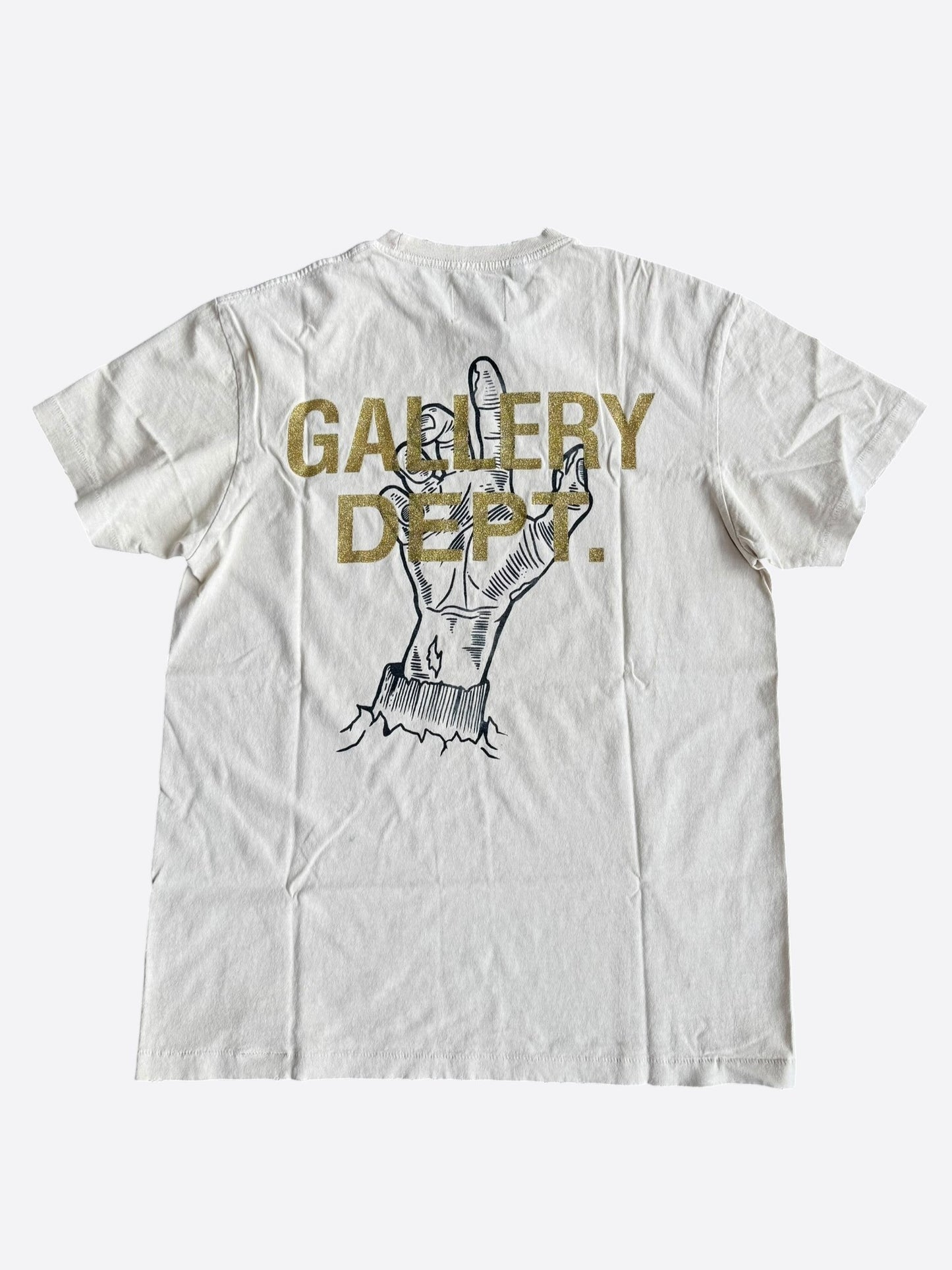 Gallery Dept Antique White & Black Buried Alive Glitter Logo T-Shirt