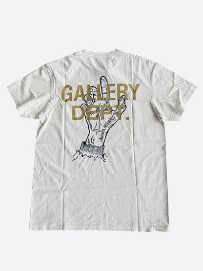 Gallery Dept Antique White & Black Buried Alive Glitter Logo T-Shirt