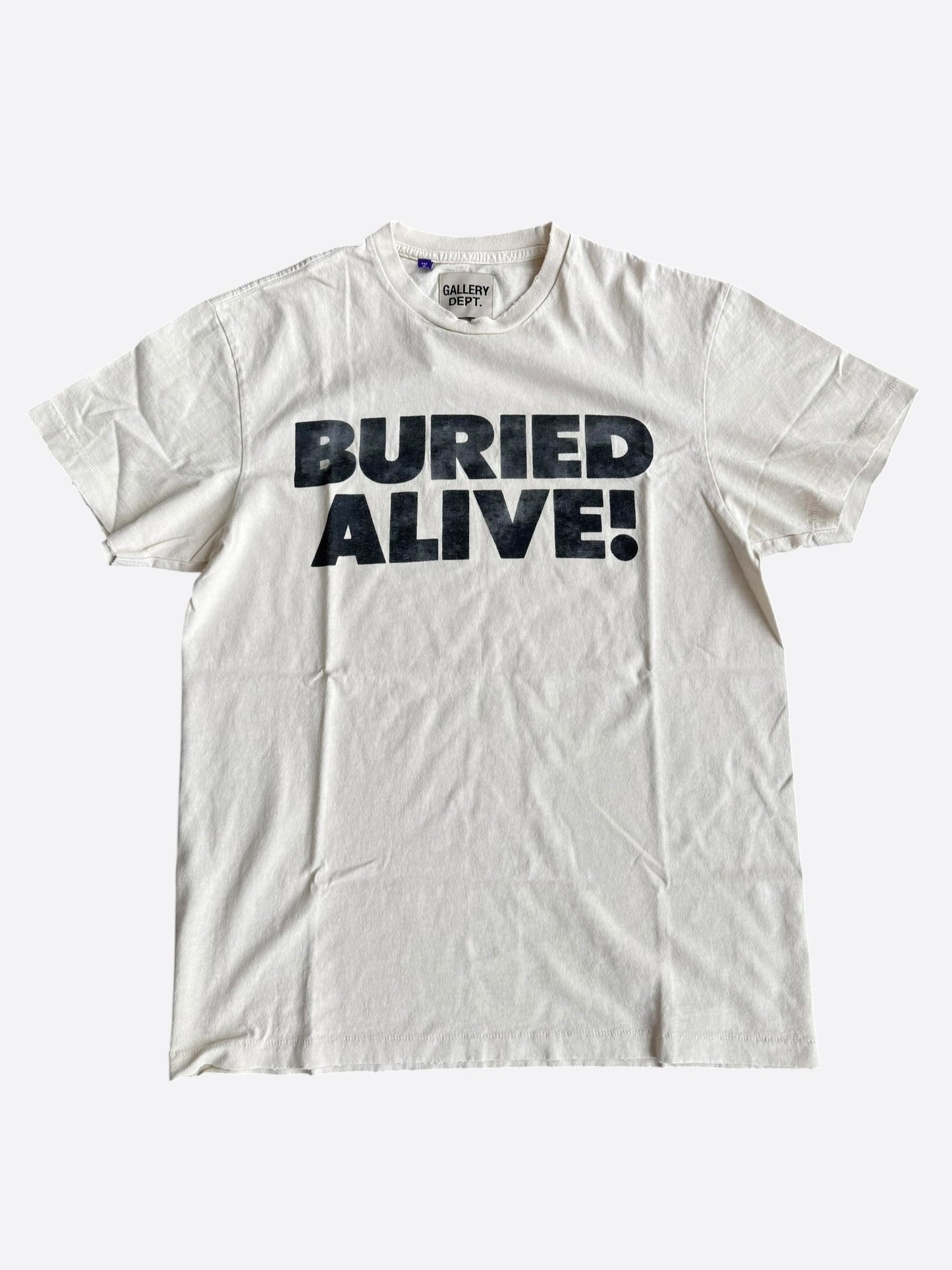 Gallery Dept Antique White & Black Buried Alive Glitter Logo T-Shirt