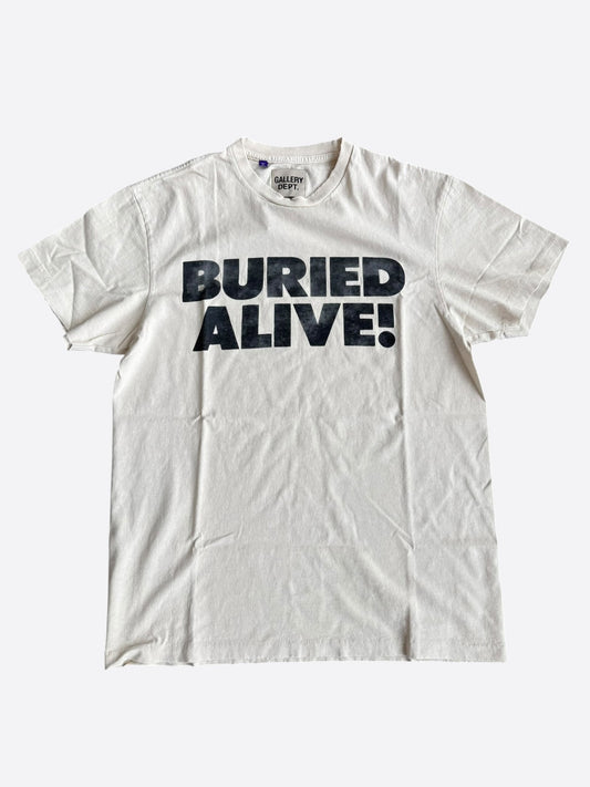 Gallery Dept Antique White & Black Buried Alive Glitter Logo T-Shirt
