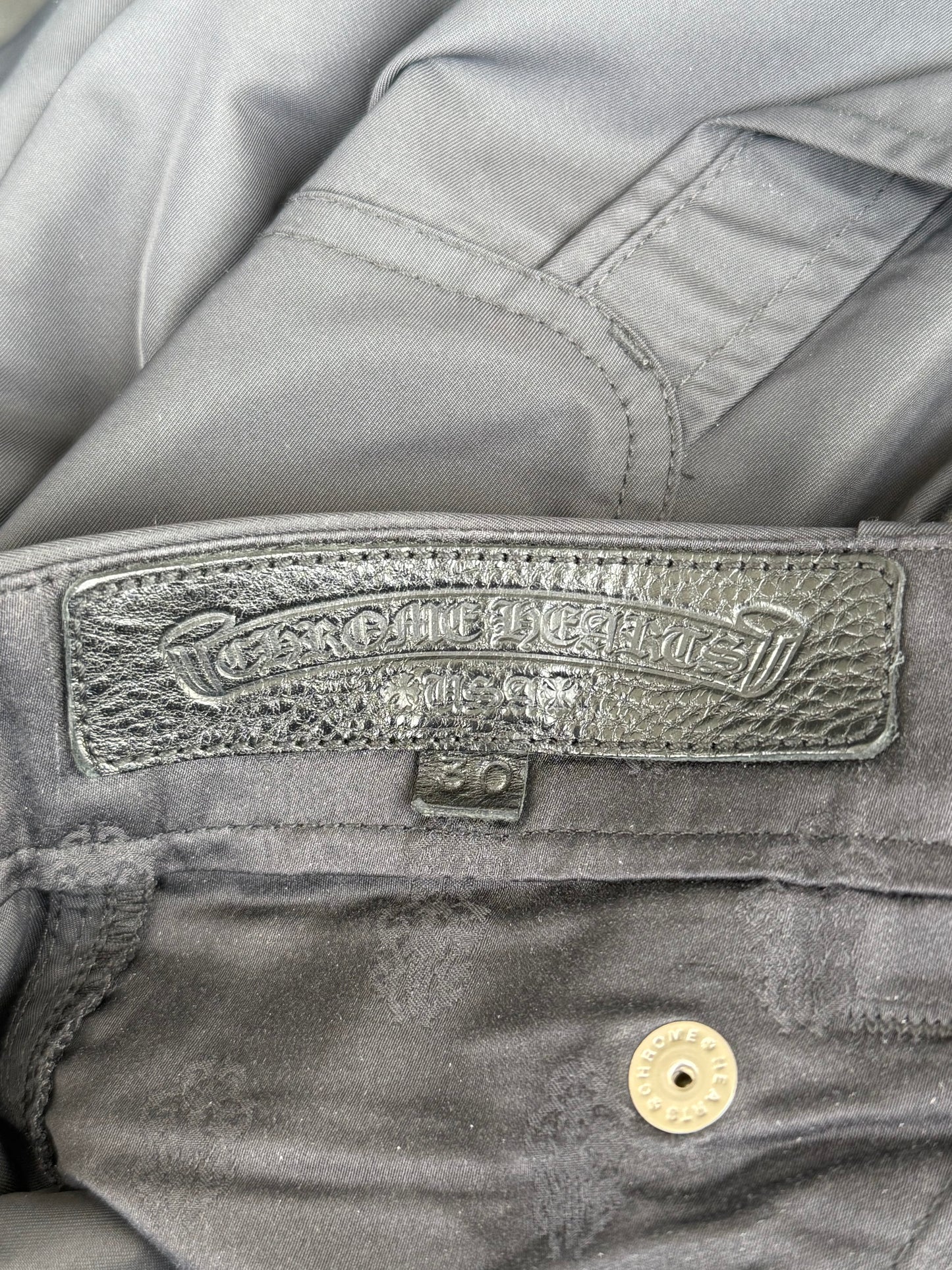 Chrome Hearts Black Nylon & Leather Carpenter Pants