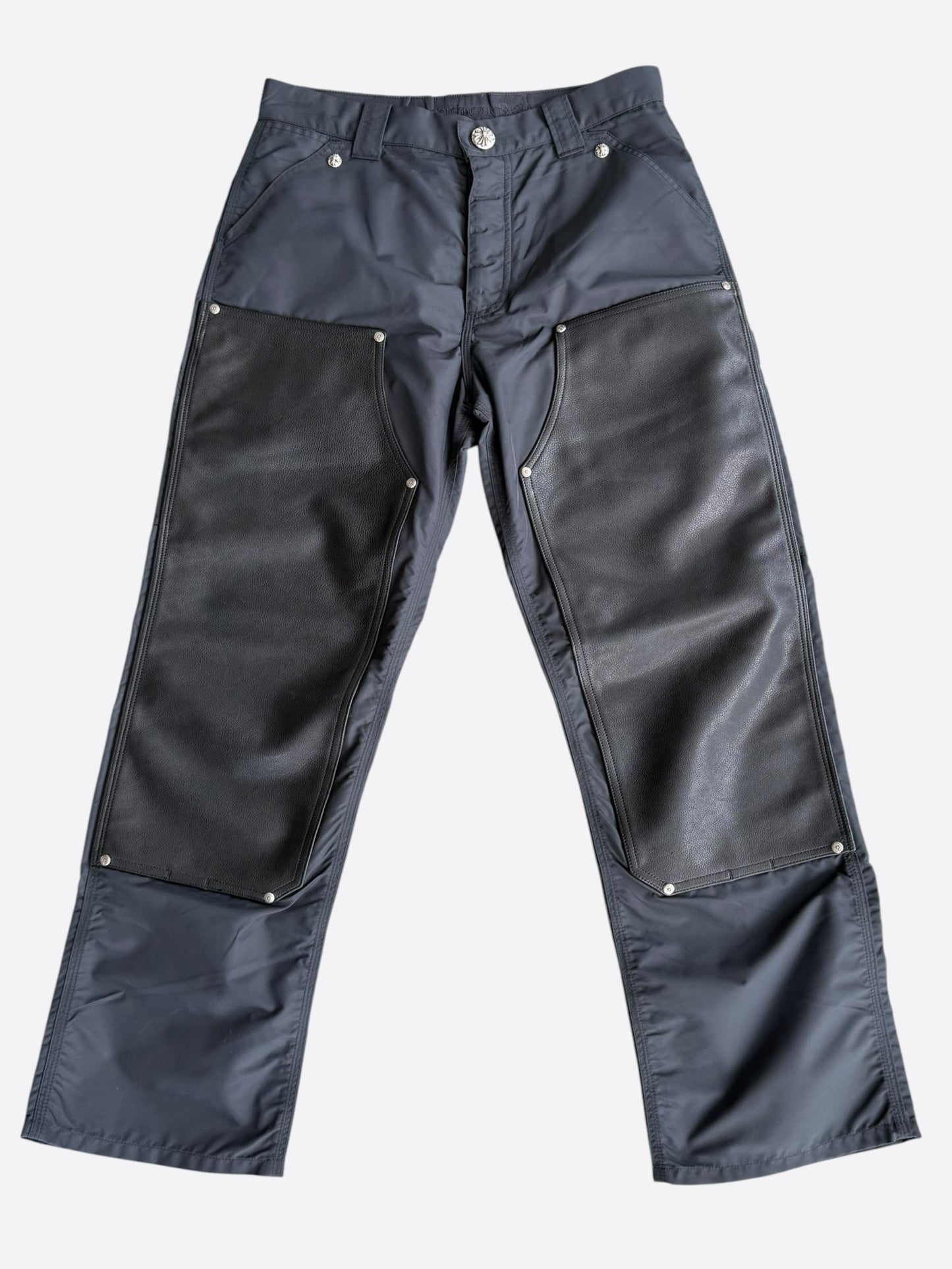 Chrome Hearts Black Nylon & Leather Carpenter Pants