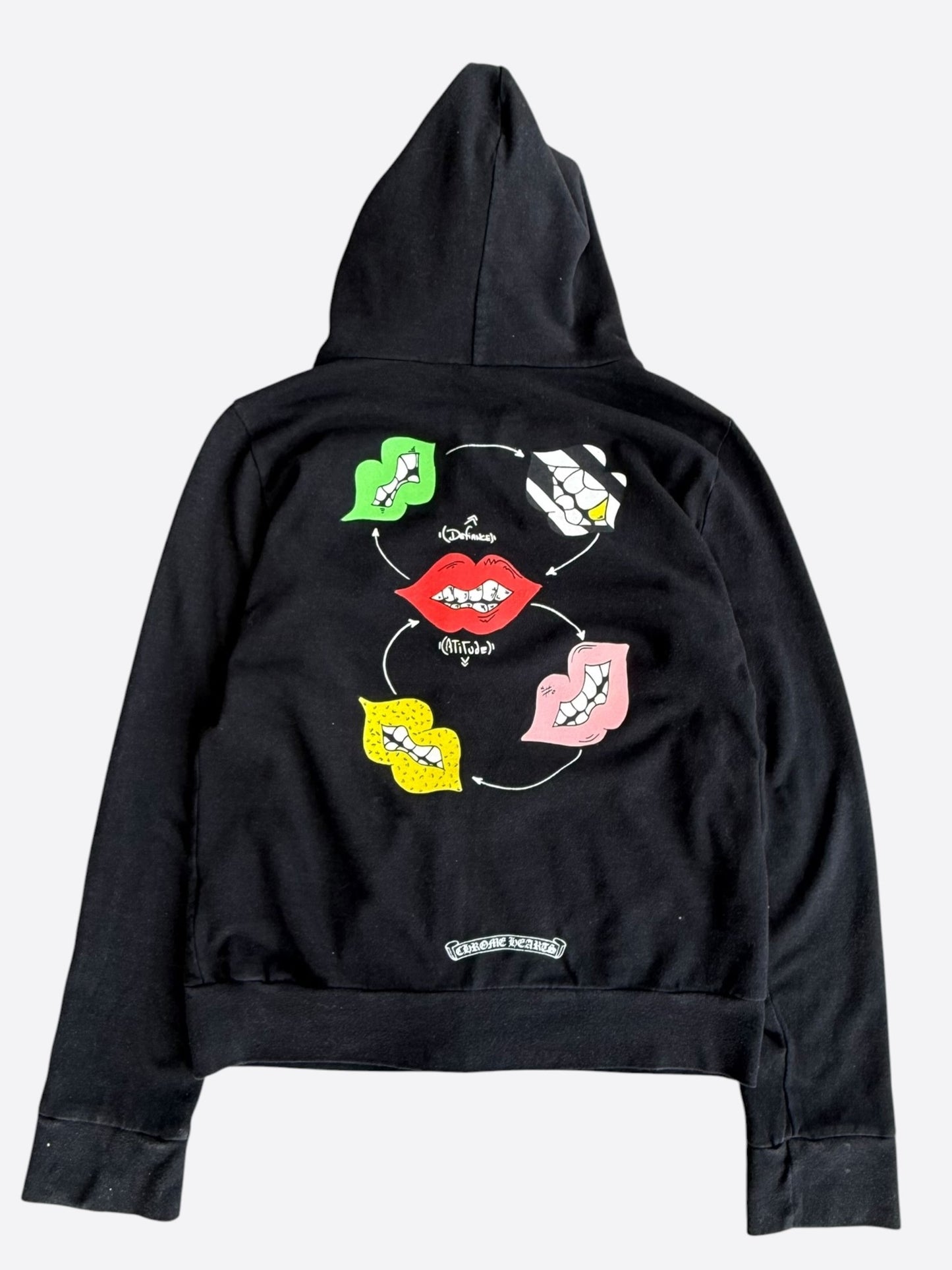 Chrome Hearts Matty Boy Black Defiance Attitude Graphic Zip Up Hoodie