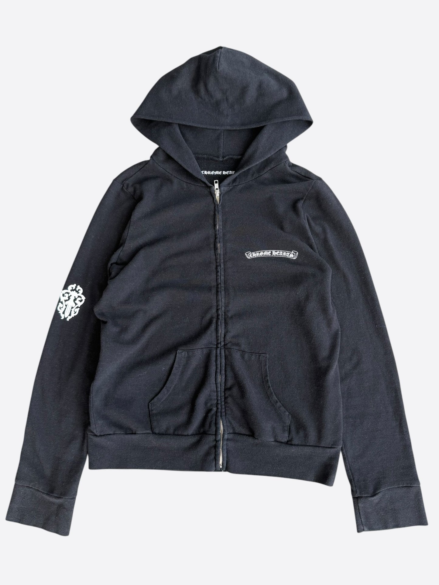 Chrome Hearts Matty Boy Black Defiance Attitude Graphic Zip Up Hoodie