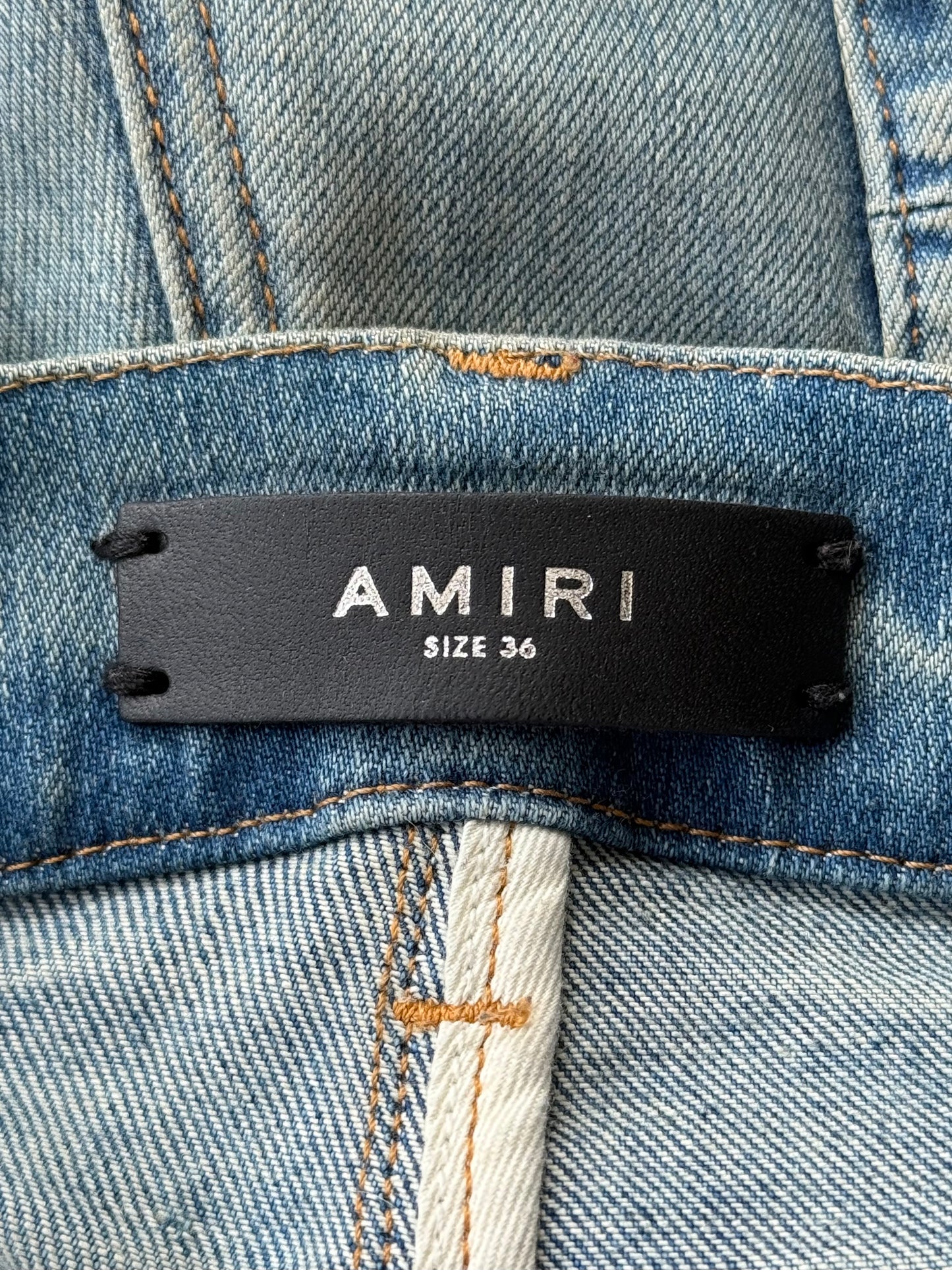 Amiri Clay Indigo & White Core Applique Logo Jeans