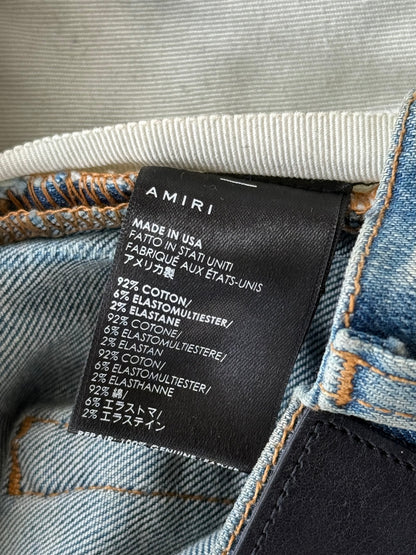 Amiri Clay Indigo & White Core Applique Logo Jeans