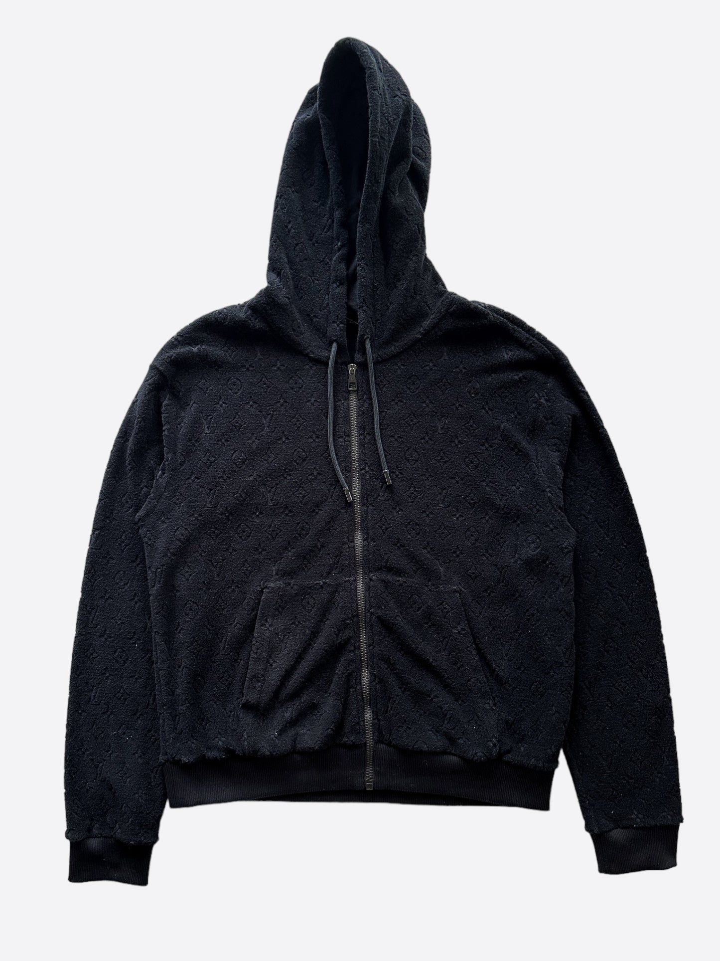 Louis Vuitton Black Monogram Towel Zip Up Hoodie