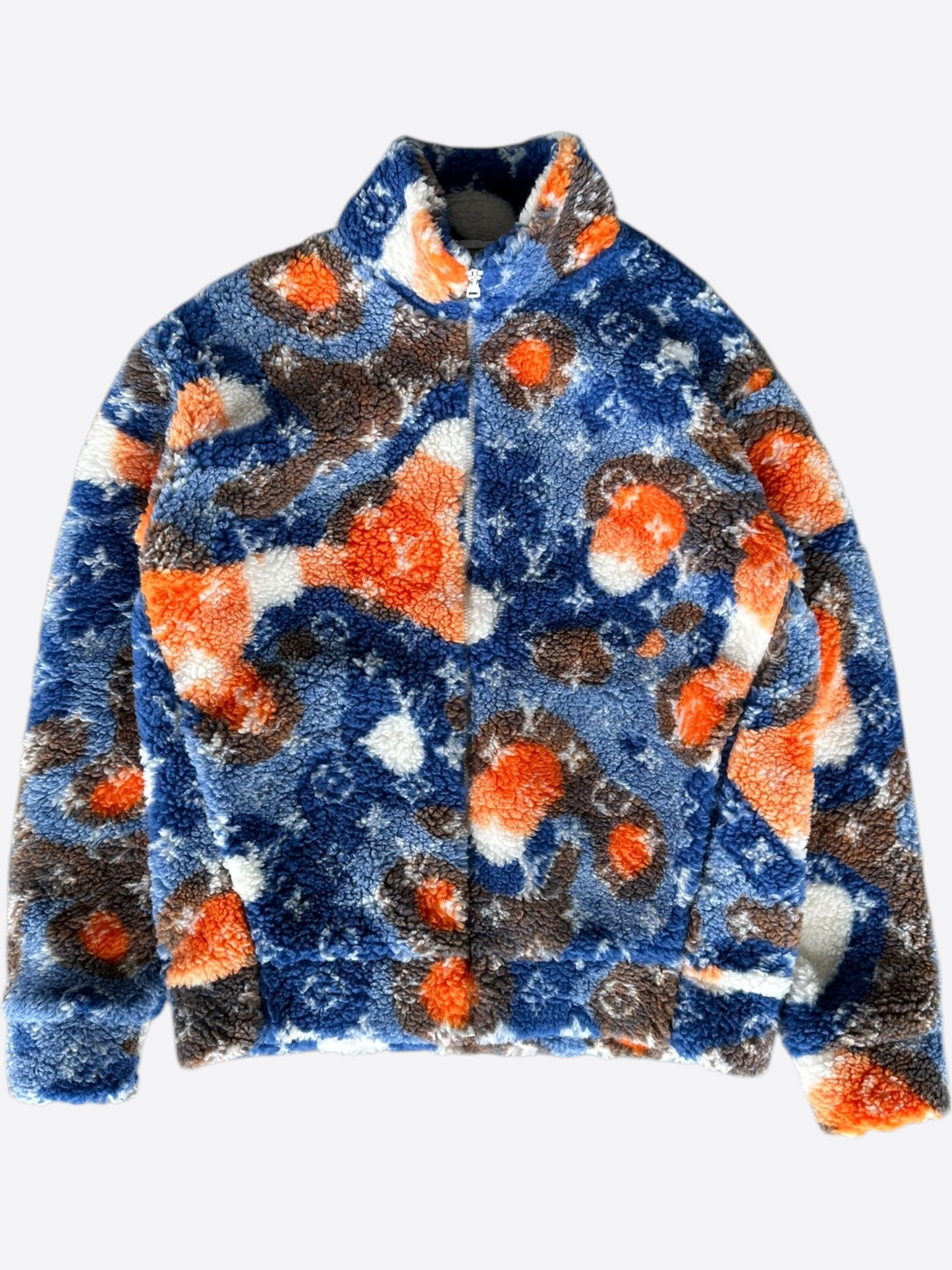 Louis Vuitton Blue & Orange Camo Monogram Fleece Zip Up Jacket