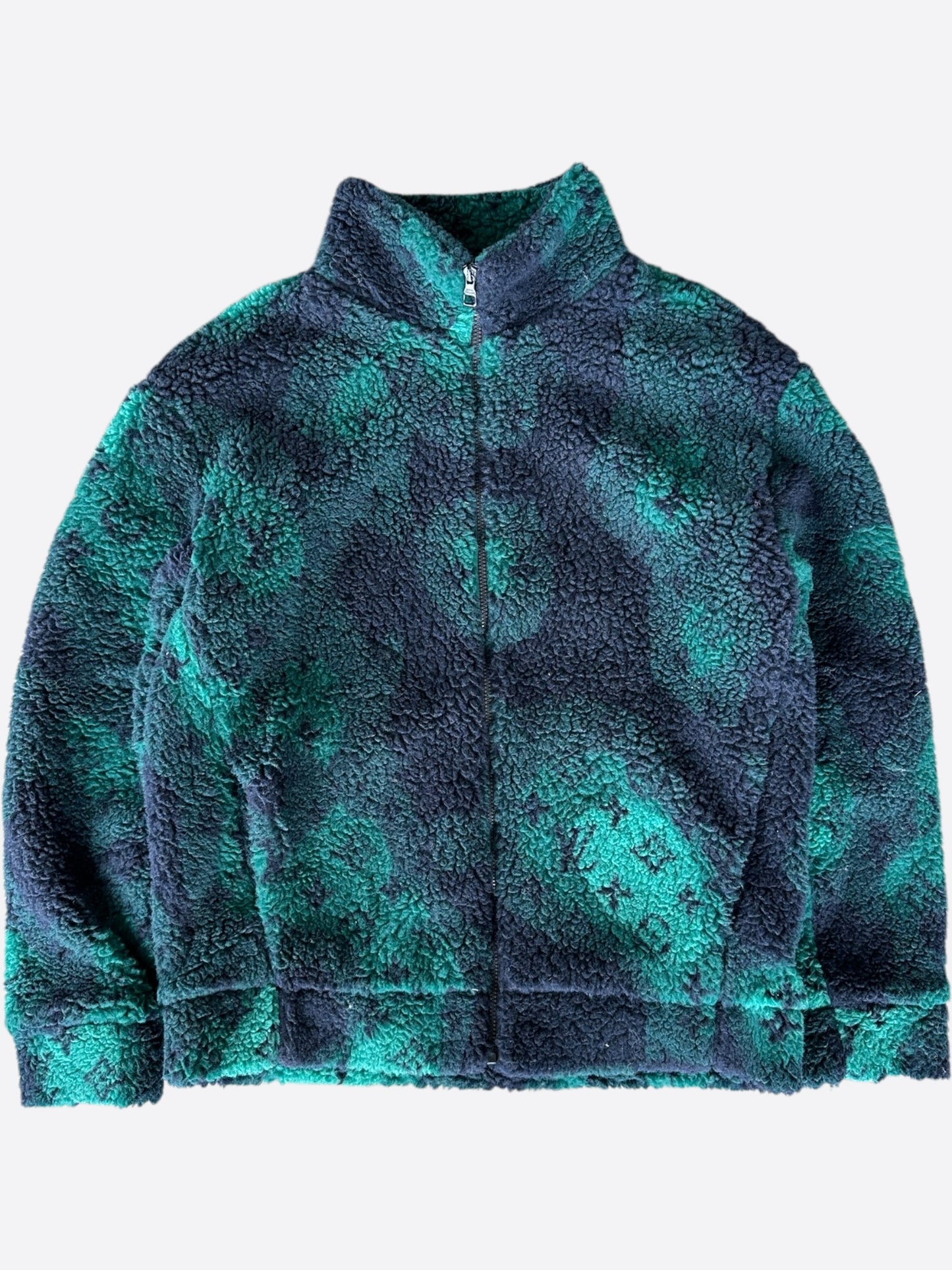 Louis Vuitton Green Camouflage Monogram Fleece Zip Up Jacket