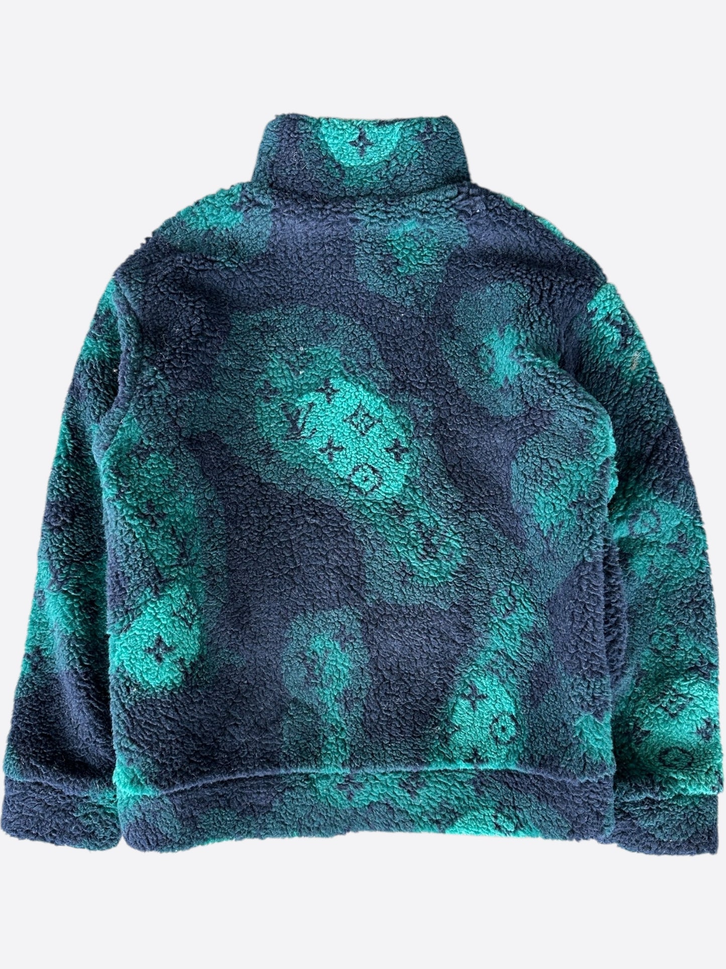 Louis Vuitton Green Camouflage Monogram Fleece Zip Up Jacket