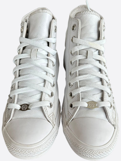 Chrome Womens Silver Leather Converse Chrome Hearts White Rhodium