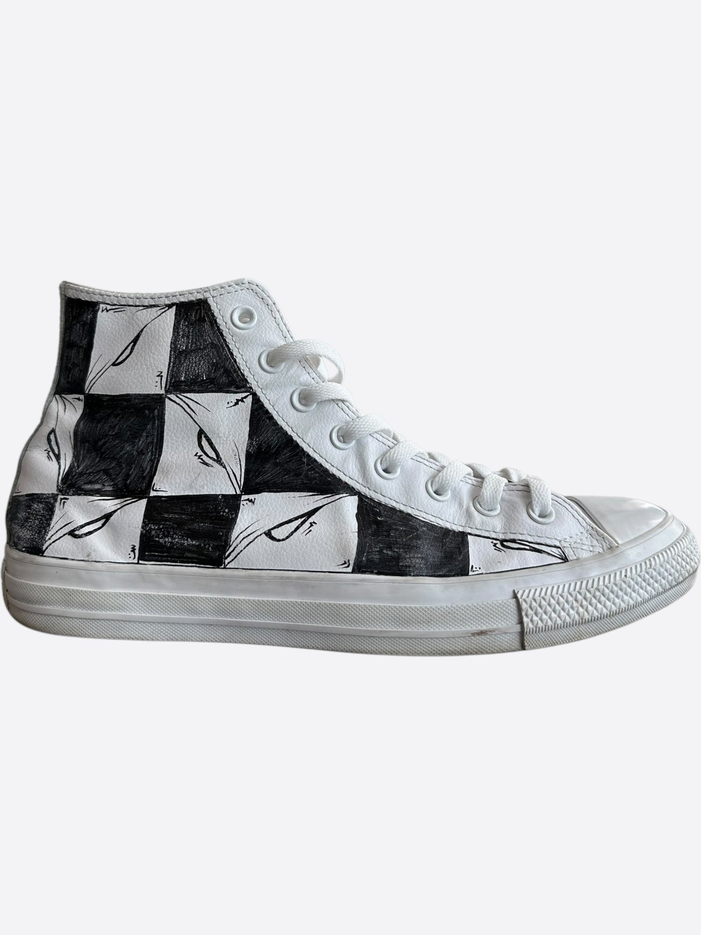 Chrome Hearts Matty Boy White Hand Painted High Top Converse