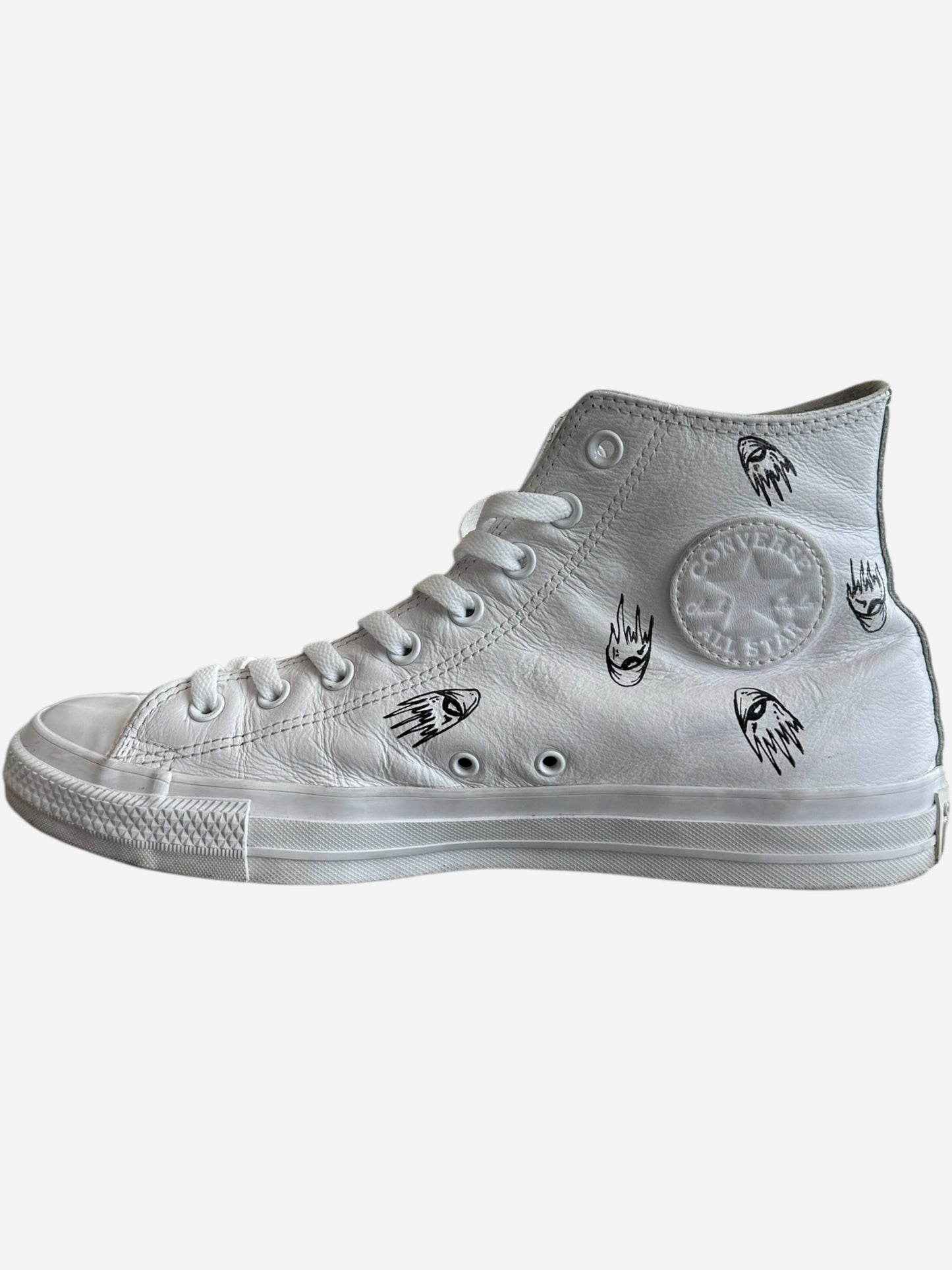 Chrome Hearts Matty Boy White Hand Painted High Top Converse