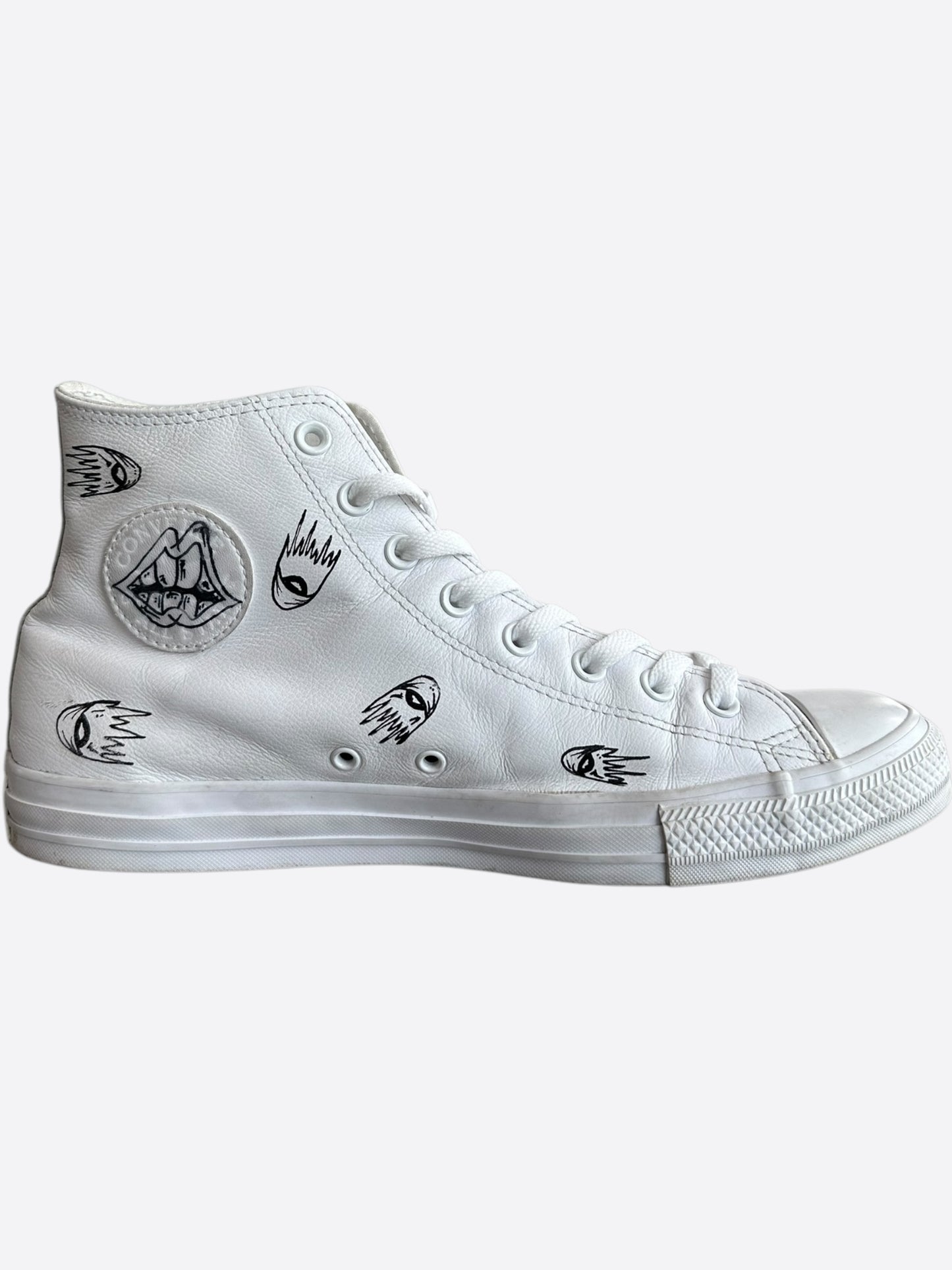 Chrome Hearts Matty Boy White Hand Painted High Top Converse