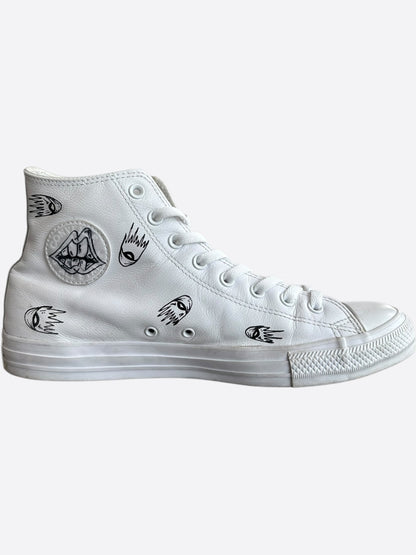 Chrome Hearts Matty Boy White Hand Painted High Top Converse