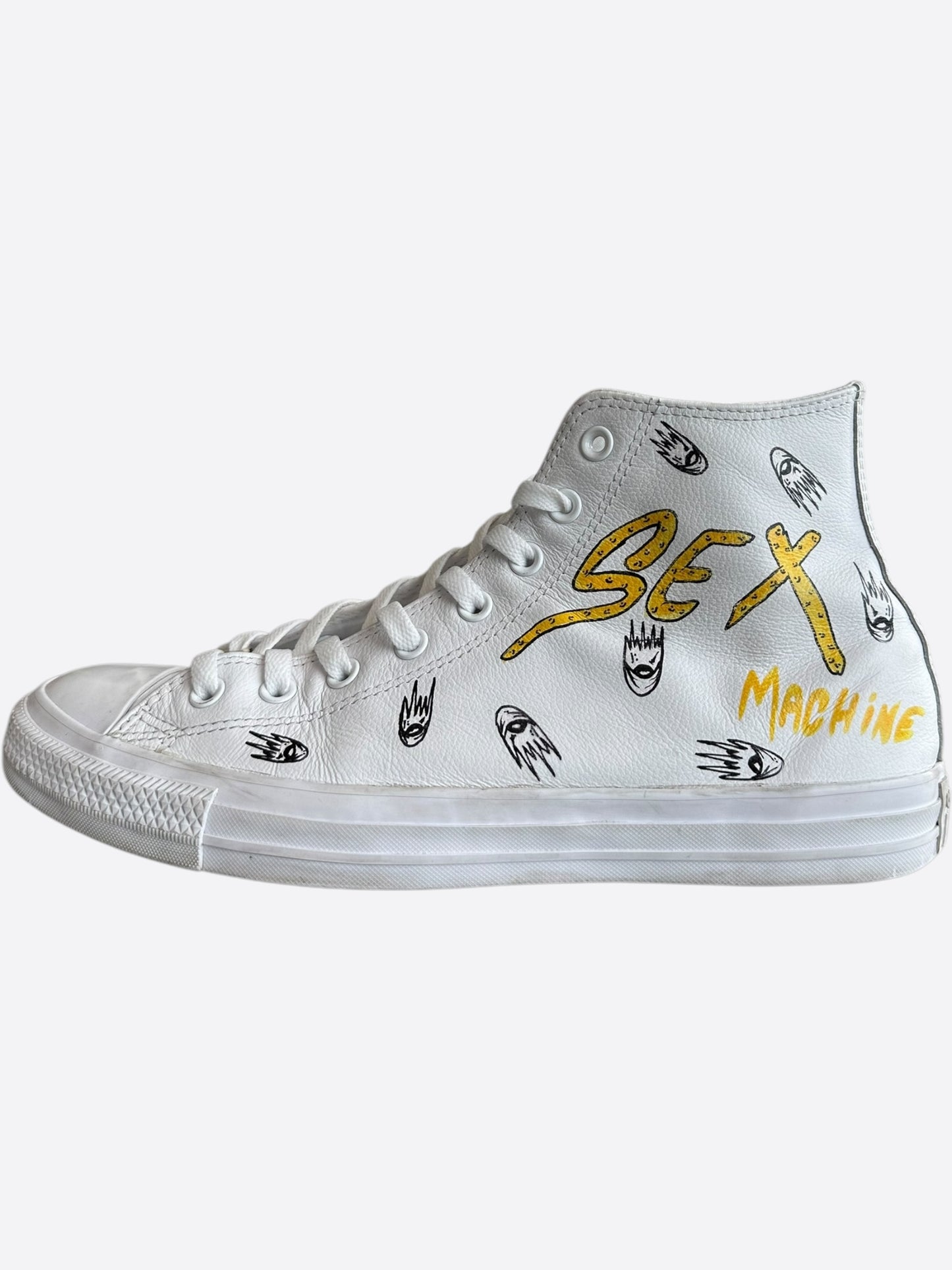 Chrome Hearts Matty Boy White Hand Painted High Top Converse