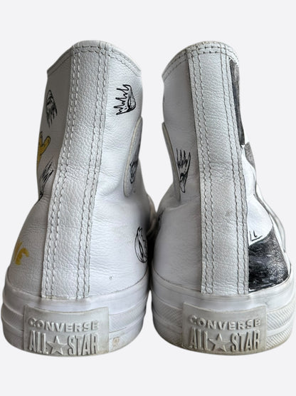 Chrome Hearts Matty Boy White Hand Painted High Top Converse