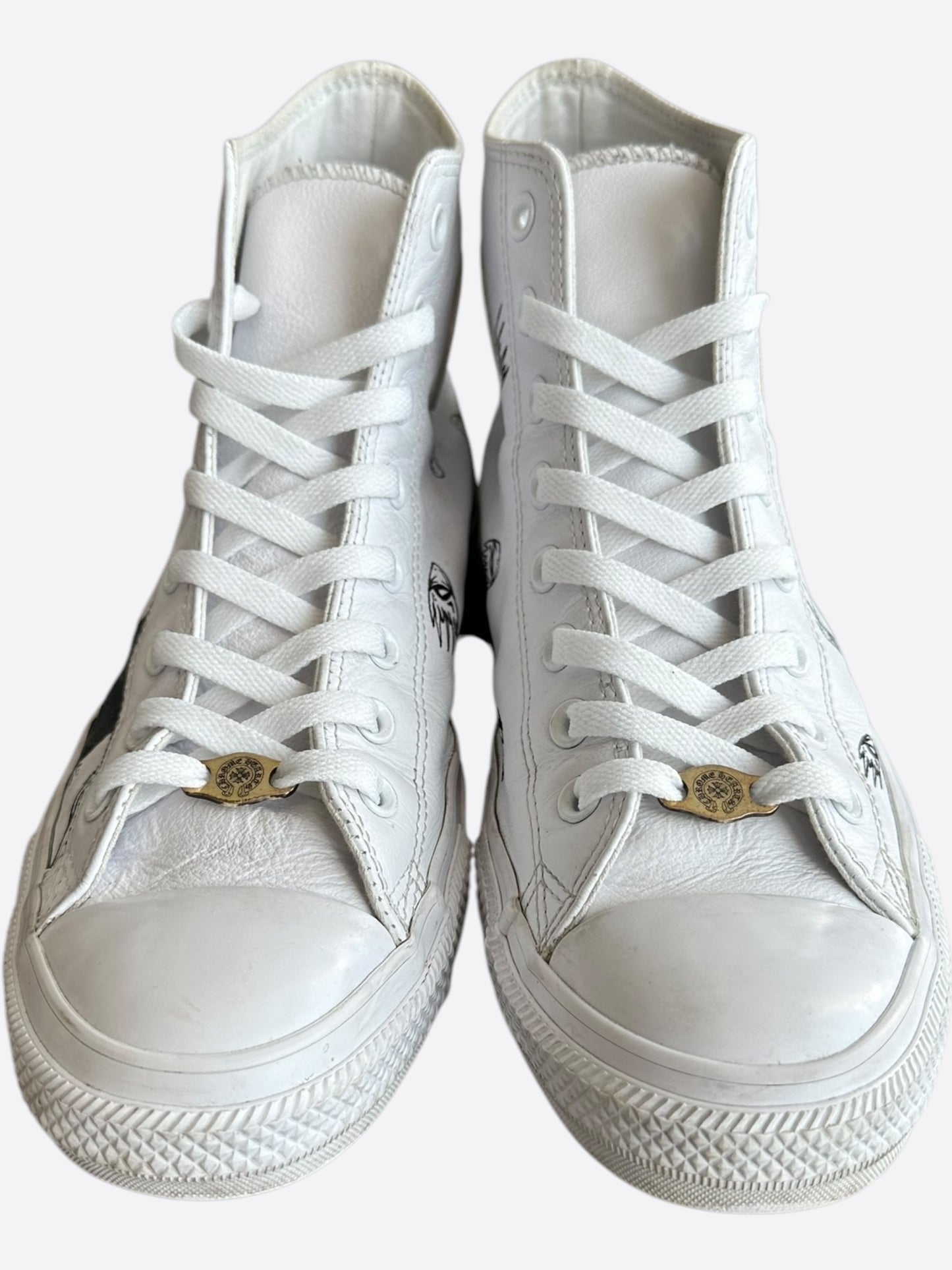 Chrome Hearts Matty Boy White Hand Painted High Top Converse