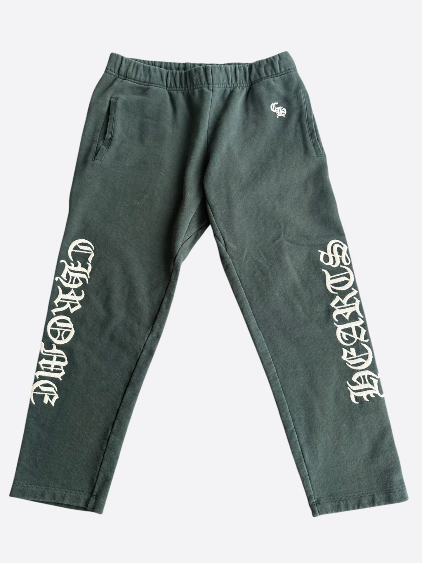 Chrome Hearts Green & White Slo Ride Embroidered Sweatpants