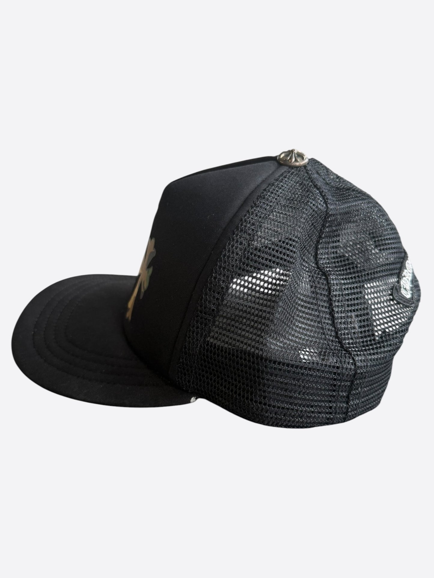 Chrome Hearts Black & Camouflage Cross Trucker Hat