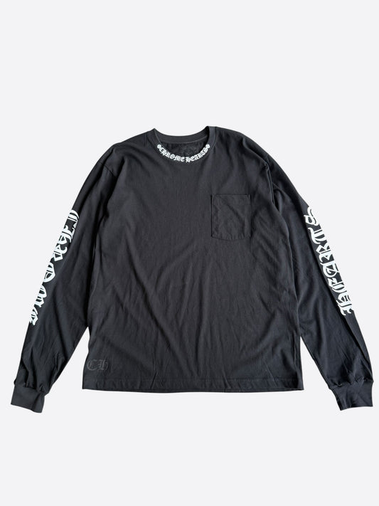 Chrome Hearts Black & White Neck Logo Longsleeve T-Shirt