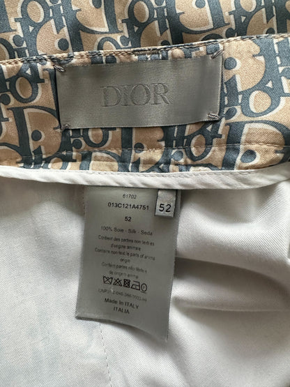 Dior Tan & Blue Oblique Silk Shorts