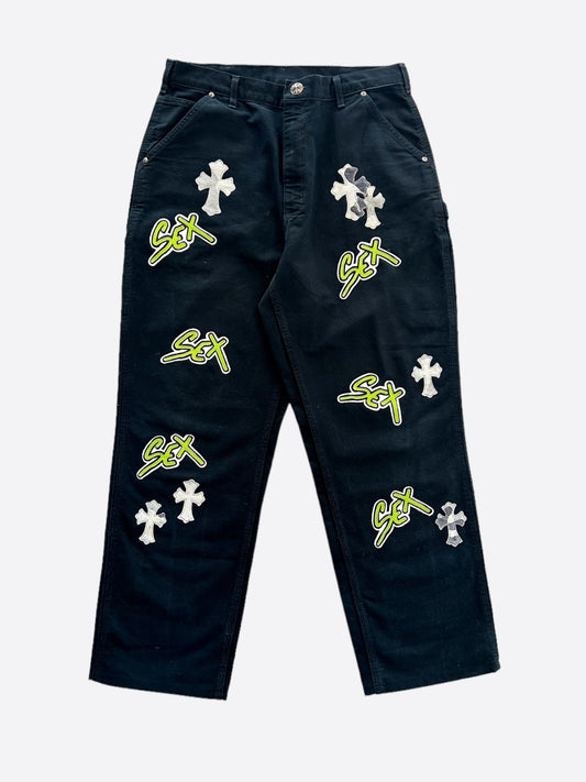 Chrome Hearts Black Sex Records Camo Cross Patch Carpenter Pants