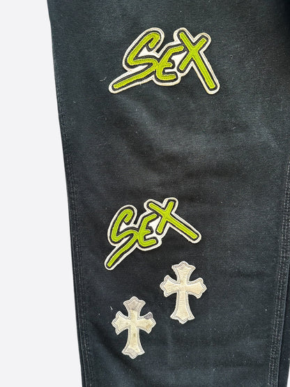 Chrome Hearts Black Sex Records Camo Cross Patch Carpenter Pants