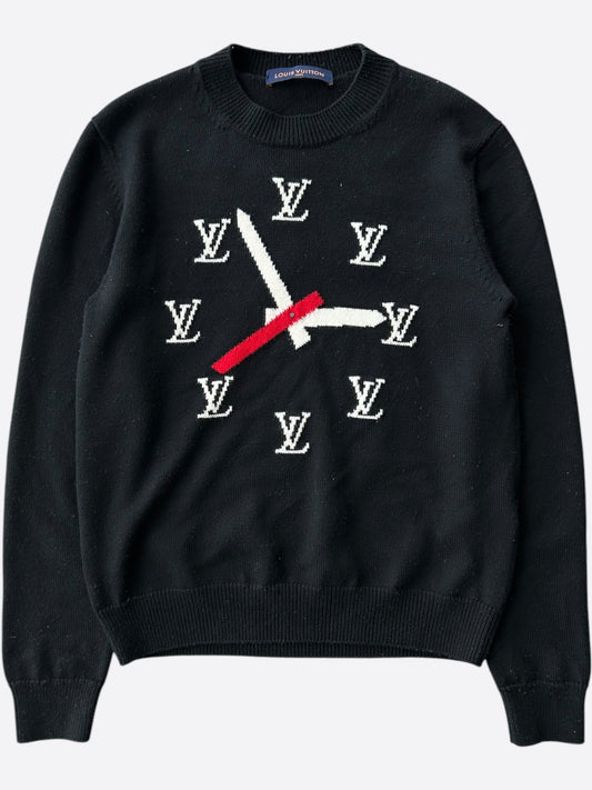 Louis Vuitton Black Monogram Clock Wool Sweater