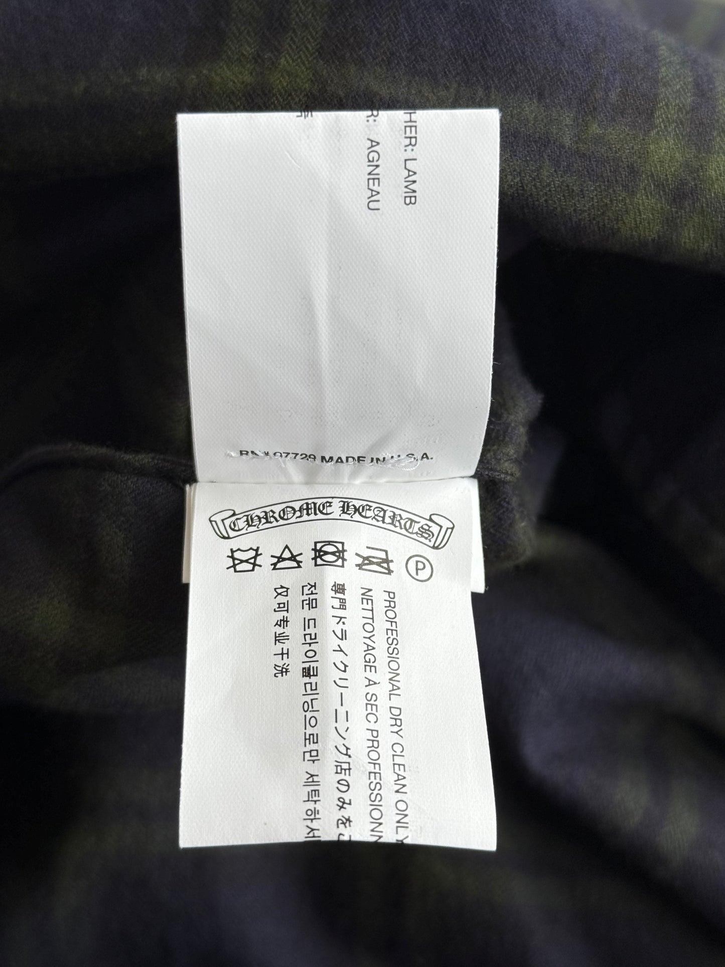 Chrome Hearts Blue & Green Cross Patch Elongated Flannel