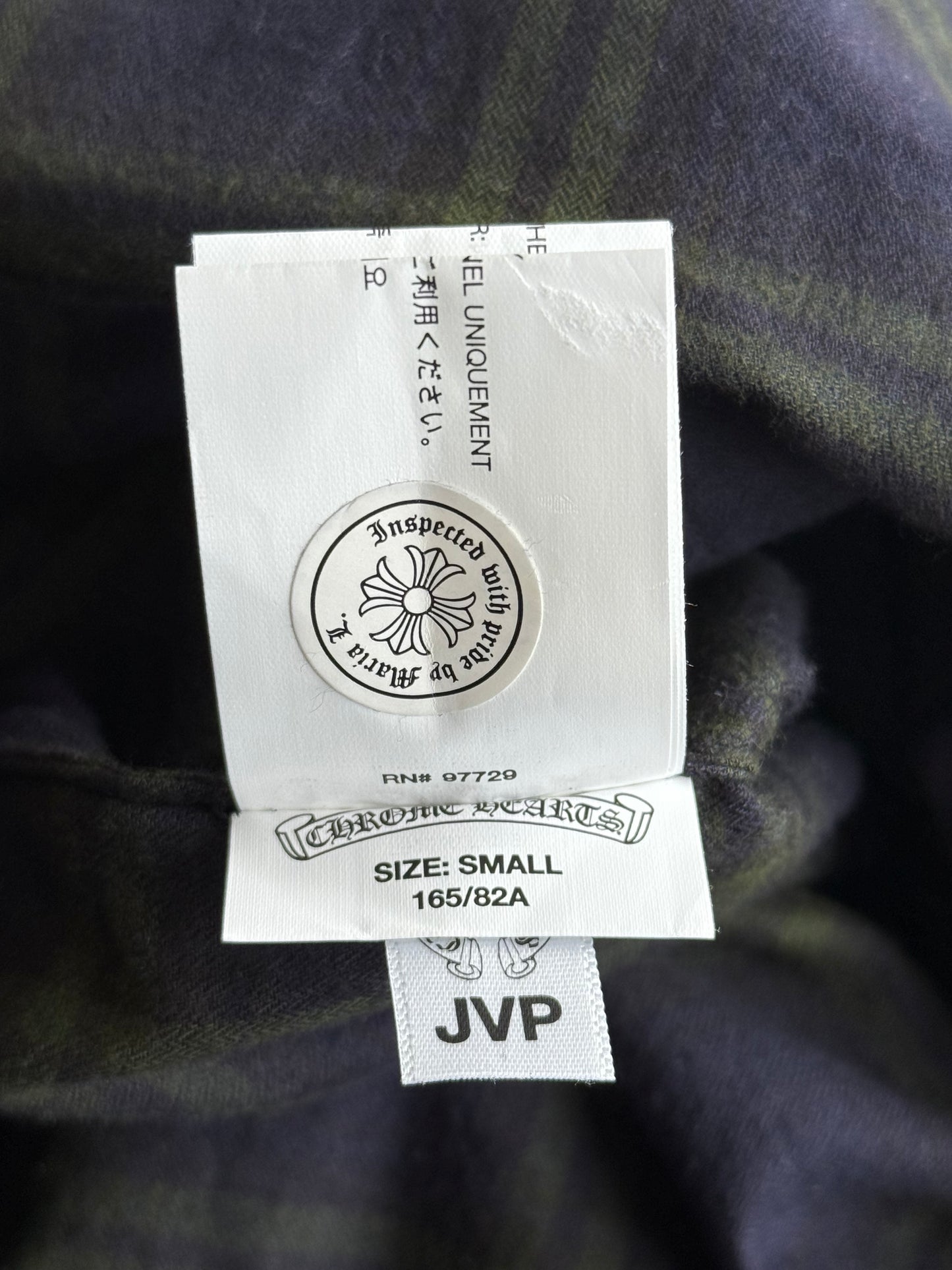Chrome Hearts Blue & Green Cross Patch Elongated Flannel