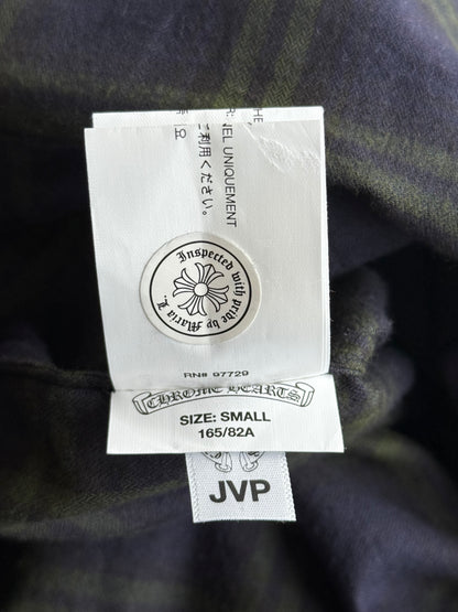 Chrome Hearts Blue & Green Cross Patch Elongated Flannel