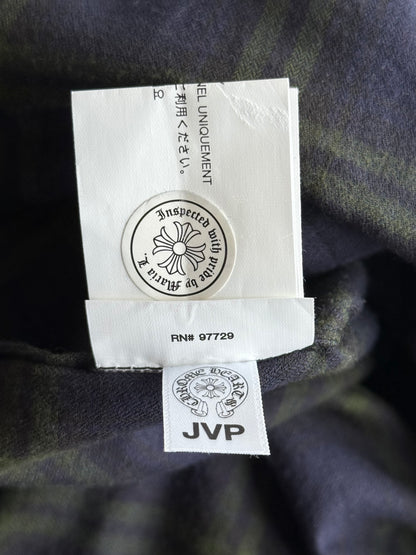 Chrome Hearts Blue & Green Cross Patch Elongated Flannel
